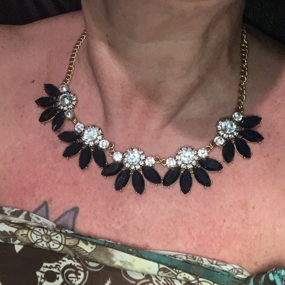 J.crew navy blue with clear crystal statement necklace - Picture 3 of 6